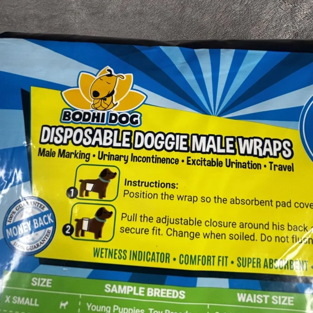 Bodhi Dog Disposable Male Doggie Wraps 20 Pack Medium 15-35 lbs Waist 15-21 Inch